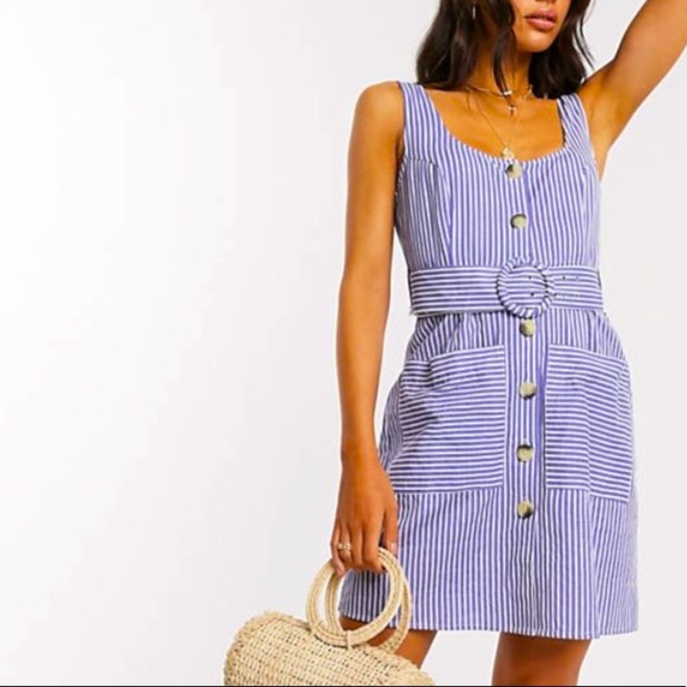 ASOS button down linen blend mini sundress